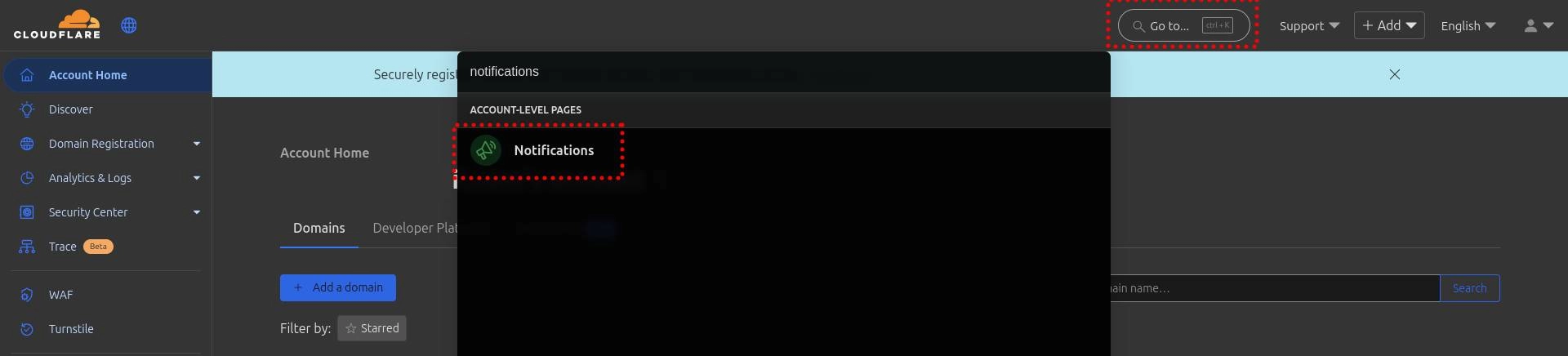 Cloudflare notifications search
