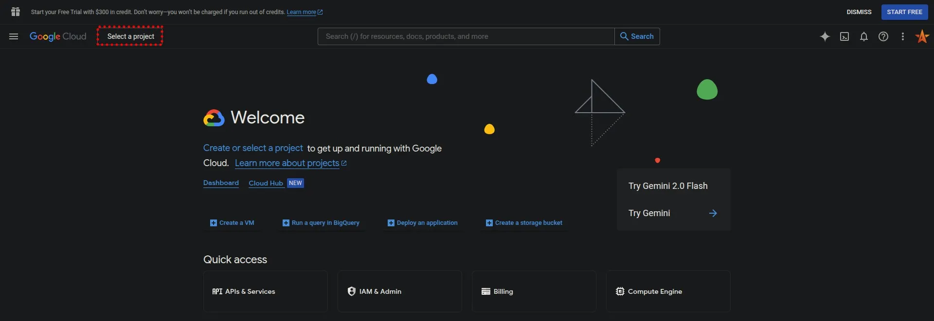 Google Cloud Console Select Project