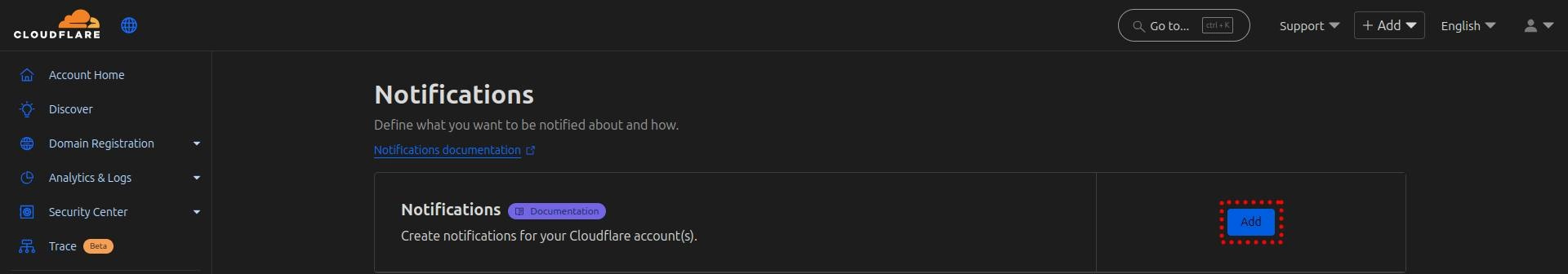 Cloudflare add notification