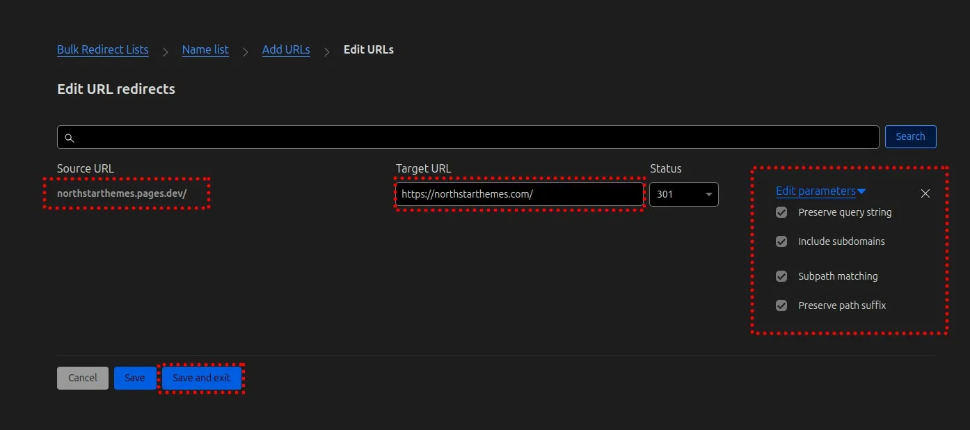 Cloudflare Bulk Redirect Settings