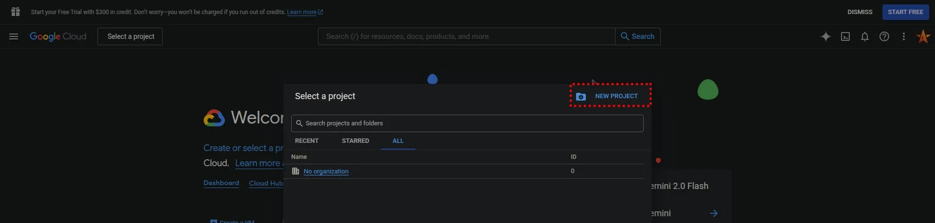 Google Cloud Console New Project