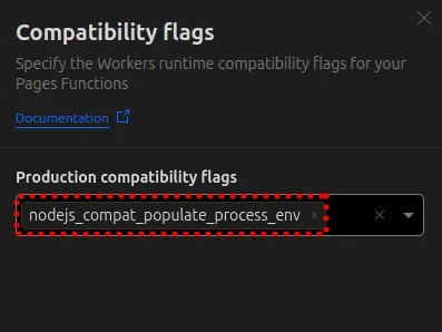 Cloudflare runtime settings compatibility flag