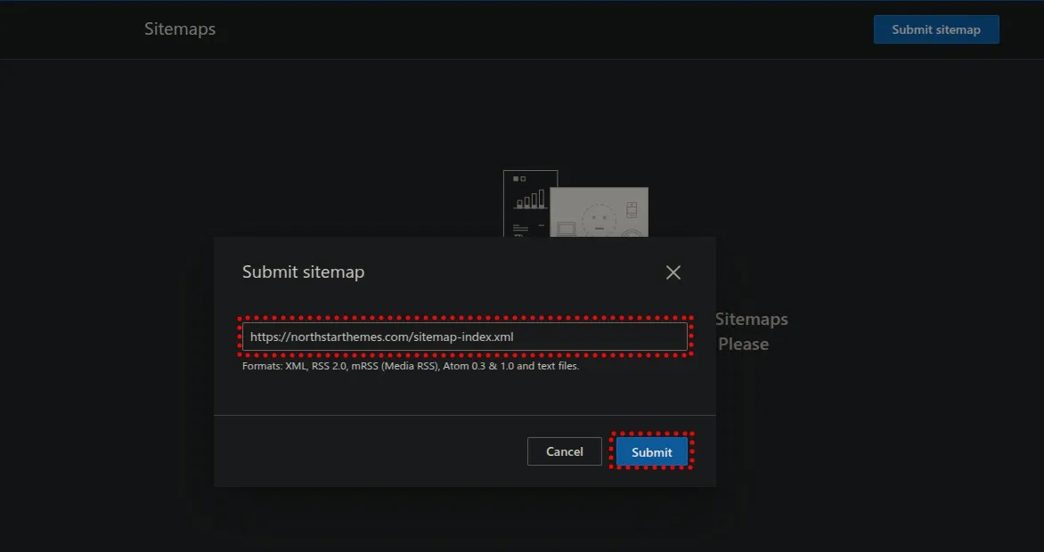 Bing Webmaster Tools Submit Sitemap